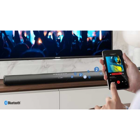 Sharp HT-SB100 - Sound bar - wireless - Bluetooth - glossy black (grille colour - black glossy finish) - 4