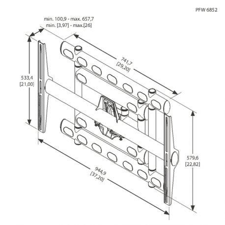 Vogel's PFW 6852 - Mounting kit (full articulation swingout mount) - for flat panel - black - screen size: 37"-68" - wall-mountable - 1