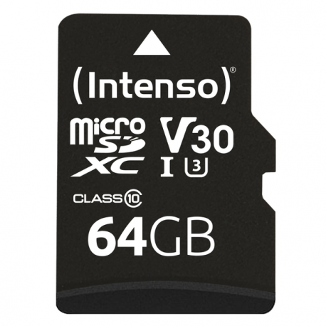 Intenso - Flash memory card (microSDXC to SD adapter included) - 64 GB - UHS Class 1 / Class10 - microSDXC UHS-I - 0