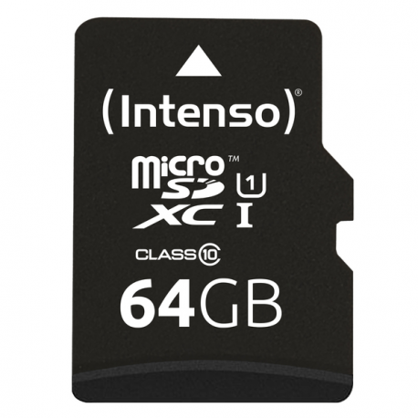 Intenso - Flash memory card (microSDXC to SD adapter included) - 64 GB - UHS Class 1 / Class10 - microSDXC UHS-I - 2
