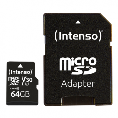 Intenso - Flash memory card (microSDXC to SD adapter included) - 64 GB - UHS Class 1 / Class10 - microSDXC UHS-I - 6