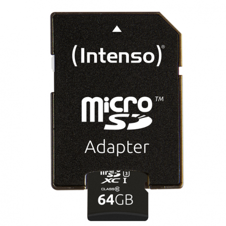 Intenso - Flash memory card (microSDXC to SD adapter included) - 64 GB - UHS Class 1 / Class10 - microSDXC UHS-I - 8