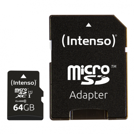 Intenso - Flash memory card (microSDXC to SD adapter included) - 64 GB - UHS Class 1 / Class10 - microSDXC UHS-I - 10