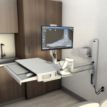 Ergotron CareFit Combo System with Worksurface - Mounting kit (articulating arm, wall track 34", wall mount base, pull-out keyboard tray with integrated worksurface, track mount adapter, wall track covers, track mount bracket) - modular - for LCD display  /  keyboard - plastic, aluminium - white - screen size: up to 27" - wall-mountable - 3