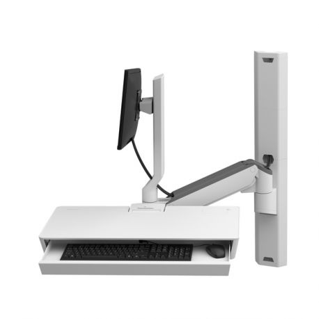 Ergotron CareFit Combo System with Worksurface - Mounting kit (articulating arm, wall track 34", wall mount base, pull-out keyboard tray with integrated worksurface, track mount adapter, wall track covers, track mount bracket) - modular - for LCD display  /  keyboard - plastic, aluminium - white - screen size: up to 27" - wall-mountable - 4