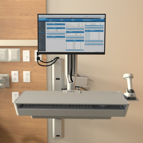 Ergotron CareFit Combo System with Worksurface - Mounting kit (articulating arm, wall track 34", wall mount base, pull-out keyboard tray with integrated worksurface, track mount adapter, wall track covers, track mount bracket) - modular - for LCD display  /  keyboard - plastic, aluminium - white - screen size: up to 27" - wall-mountable - 7