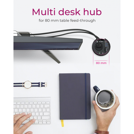 ICY BOX IB-HUB1430-CR - Hub - in-desk - 2 x SuperSpeed USB 3.0 + 1 x USB-C - 5