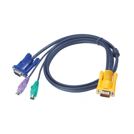 ATEN - Keyboard  /  video  /  mouse (KVM) cable - DB-15 (M) to PS / 2, HD-15 (VGA) (M) - 3 m - for KVM on the NET CS1708, CS1716; MasterView ACS-1208, ACS-1216; Slideaway ACS1208, ACS1216 - 0