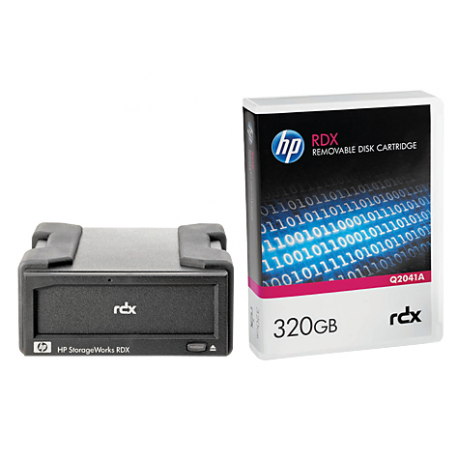 HPE RDX Removable Disk Backup System - Disk drive - RDX - SuperSpeed USB 3.0 - external - with 320 GB Cartridge - for ProLiant DL360p Gen8 - 1