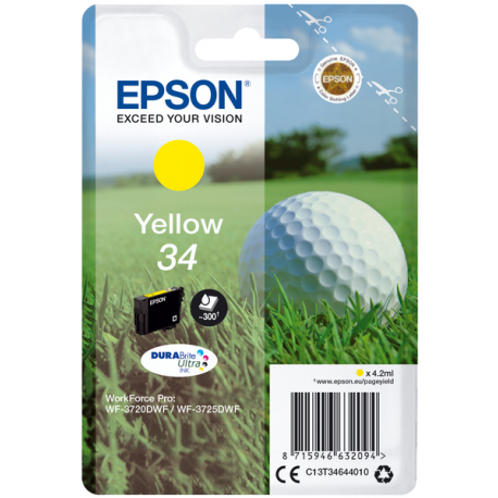 Epson 34 - 4.2 ml - yellow - original - ink cartridge - for WorkForce Pro WF-3720, WF-3720DWF, WF-3725DWF - 0