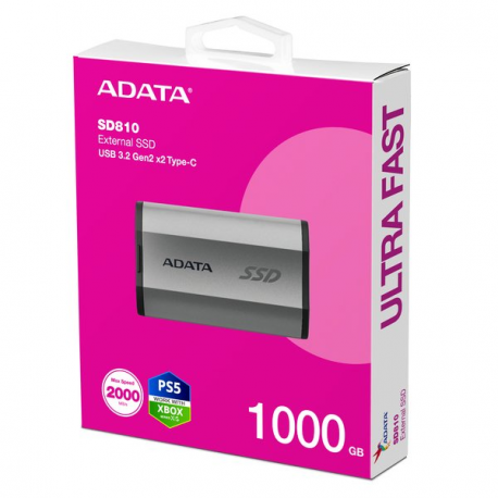 ADATA SD810 - SSD - 1 TB - external (portable) - USB 3.2 Gen 2 (USB-C connector) - silver grey - 4