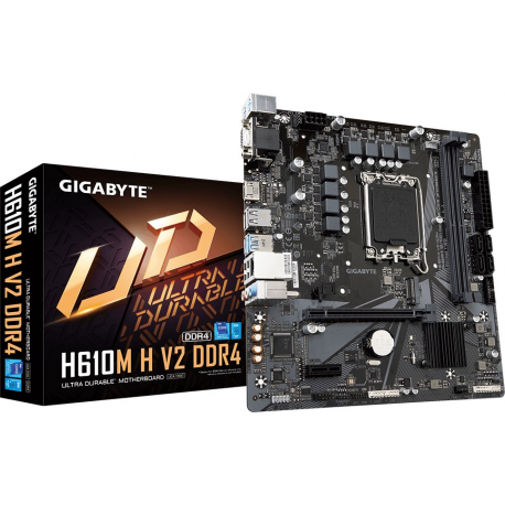 Gigabyte H610M H V2 - 1.0 - motherboard - micro ATX - LGA1700 Socket - H610 Chipset - USB 3.2 Gen 1 - Gigabit LAN - onboard graphics (CPU required) - HD Audio (8-channel) - 4