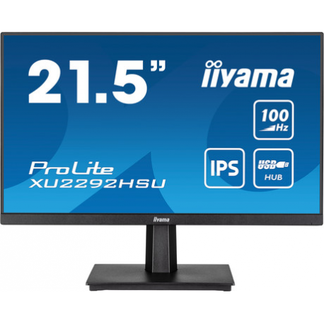 iiyama ProLite XU2292HSU-B6 - LED monitor - 22" (21.5" viewable) - 1920 x 1080 Full HD (1080p) @ 100 Hz - IPS - 250 cd / m² - 1000:1 - 0.4 ms - HDMI, DisplayPort - speakers - matte black - 7
