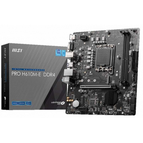 MSI PRO H610M-E - Motherboard - micro ATX - LGA1700 Socket - H610 Chipset - USB 3.2 Gen 1 - Gigabit LAN - onboard graphics (CPU required) - HD Audio (8-channel) - 4