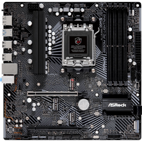 ASRock B650M PG Lightning - Motherboard - micro ATX - Socket AM5 - AMD B650 Chipset - USB-C 3.2 Gen2, USB 3.2 Gen 2, USB 3.2 Gen 1, USB-C 3.2 Gen 1 - 2.5 Gigabit LAN - onboard graphics (CPU required) - HD Audio (8-channel) - 5