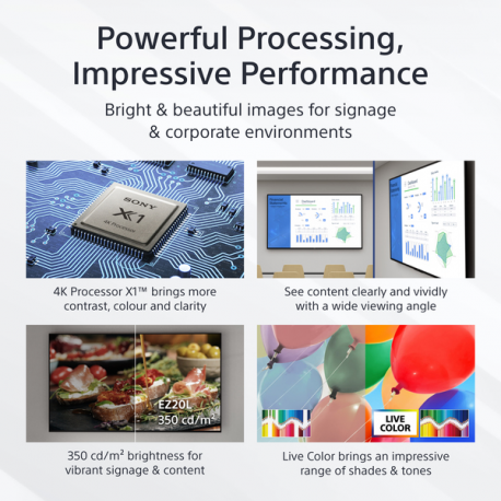Sony Bravia Professional Displays FW-65EZ20L - 65" Diagonal Class EZ20L Series LED-backlit LCD display - digital signage - Android TV - 4K UHD (2160p) 3840 x 2160 - HDR - Direct LED - hairline black - 17
