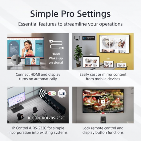 Sony Bravia Professional Displays FW-55EZ20L - 55" Diagonal Class EZ20L Series LED-backlit LCD display - digital signage - Android TV - 4K UHD (2160p) 3840 x 2160 - HDR - Direct LED - jet black - 9