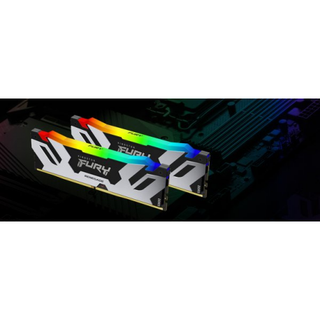 Kingston FURY Renegade RGB - DDR5 - module - 48 GB - DIMM 288-pin - 6400 MHz / PC5-51200 - CL32 - 1.4 V - unbuffered - on-die ECC - black & silver - 6