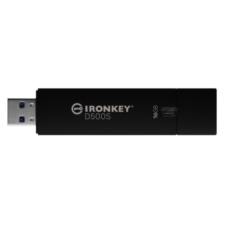 Kingston IronKey D500S - USB flash drive - encrypted - 16 GB - USB 3.2 Gen 1 - TAA Compliant - 1