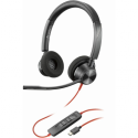 Poly Blackwire 3320 - Blackwire 3300 series - headset - on-ear - wired - active noise cancelling - USB-C - black - UC certified