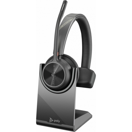 Poly Voyager 4310 - Headset - on-ear - Bluetooth - wireless, wired - active noise cancelling - USB-C - black - Certified for Microsoft Teams - 0