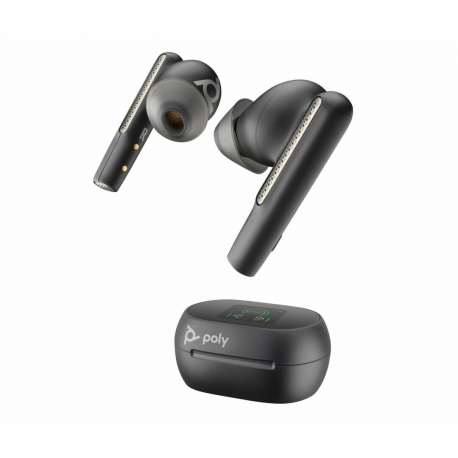 Poly Voyager Free 60+ - True wireless earphones with mic - in-ear - Bluetooth - active noise cancelling - 3.5 mm jack, USB-A via Bluetooth adapter - carbon black - Certified for Zoom Rooms - 0