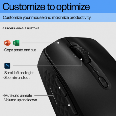 HP 425 - Mouse - programmable - 7 buttons - wireless - Bluetooth 5.3 - black - 15