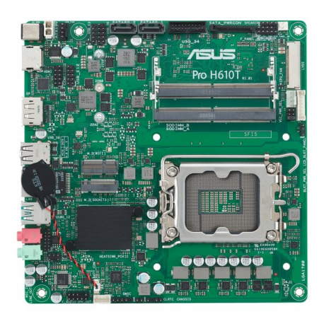 ASUS Pro H610T-CSM - Motherboard - mini ITX - LGA1700 Socket - H610 Chipset - USB 3.2 Gen 1, USB 3.2 Gen 2 - Gigabit LAN - onboard graphics (CPU required) - HD Audio (8-channel) - 0