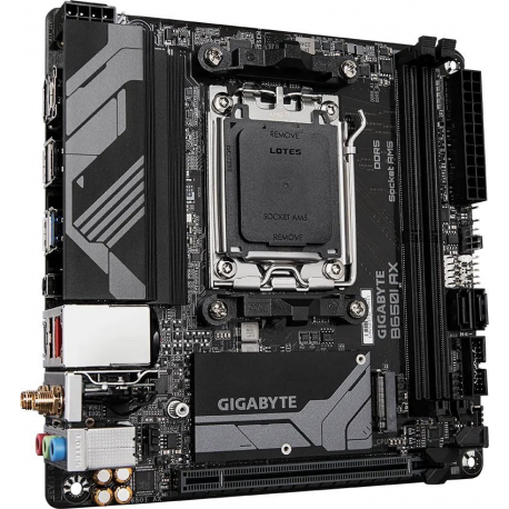 Gigabyte B650I AX - 1.0 - motherboard - mini ITX - Socket AM5 - AMD B650 Chipset - USB 3.2 Gen 1, USB 3.2 Gen 2, USB-C 3.2 Gen 1 - 2.5 Gigabit LAN, Bluetooth, Wi-Fi - onboard graphics (CPU required) - HD Audio (8-channel) - 2