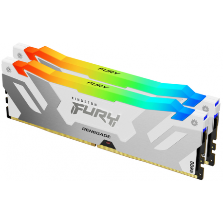 Kingston FURY Renegade RGB - DDR5 - kit - 64 GB: 2 x 32 GB - DIMM 288-pin - 6400 MHz / PC5-51200 - CL32 - 1.1 V - unbuffered - on-die ECC - white, silver - 0