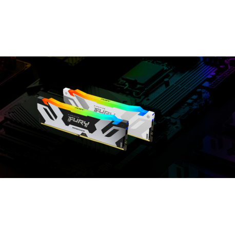 Kingston FURY Renegade RGB - DDR5 - kit - 64 GB: 2 x 32 GB - DIMM 288-pin - 6400 MHz / PC5-51200 - CL32 - 1.1 V - unbuffered - on-die ECC - white, silver - 4
