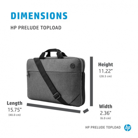 HP Prelude Top Load - Notebook carrying case - 15.6" - black & grey, blue zipper - for HP 15; ENVY x360; Pavilion Gaming 15; Pro x360; ProBook 45X G9; ZBook Power G9 - 12