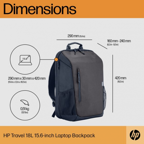 HP Travel - Notebook carrying backpack - up to 15.6" - iron grey - for Victus by HP Laptop 15; Pavilion x360 Laptop - 7