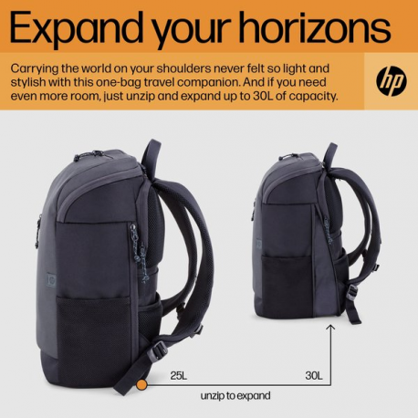 HP Travel - Notebook carrying backpack - up to 15.6" - iron grey - for Victus by HP Laptop 15; Laptop 15s; Pavilion x360 Laptop; Pro x360 - 23