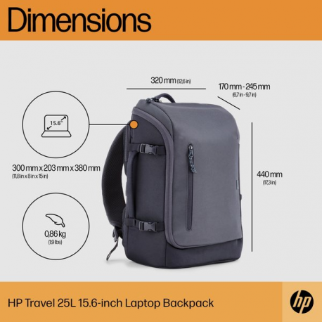 HP Travel - Notebook carrying backpack - up to 15.6" - iron grey - for Victus by HP Laptop 15; Laptop 15s; Pavilion x360 Laptop; Pro x360 - 24