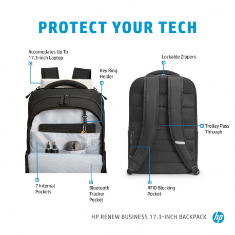HP Renew Business - Notebook carrying backpack - 17.3" - for HP 470 G8; Pro c640 G2; ProBook x360; ZBook Power G8, Studio G8; ZBook Fury 15 G8 - 8