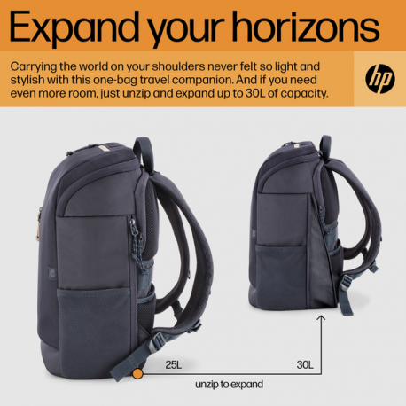 HP Travel - Notebook carrying backpack - up to 15.6" - forged iron - for Victus by HP Laptop 15; Laptop 15, 15s; Pavilion x360 Laptop - 8