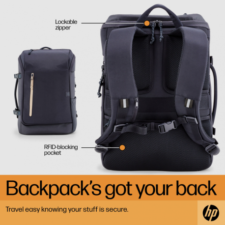 HP Travel - Notebook carrying backpack - up to 15.6" - forged iron - for Victus by HP Laptop 15; Laptop 15, 15s; Pavilion x360 Laptop - 22