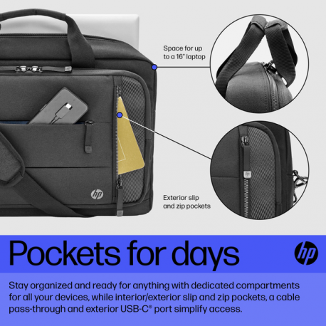 HP Renew Executive - Notebook carrying shoulder bag - 16.1" - black - for HP 250 G9; Fortis 11 G9; ZBook Firefly 14 G9; ZBook Fury 16 G9 - 9
