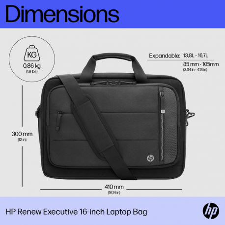 HP Renew Executive - Notebook carrying shoulder bag - 16.1" - black - for HP 250 G9; Fortis 11 G9; ZBook Firefly 14 G9; ZBook Fury 16 G9 - 12