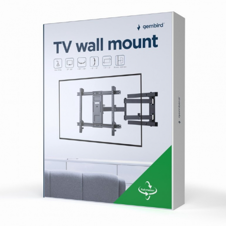 Gembird WM-80ST-05 - Mounting kit (wall mount) - for LCD TV - full motion - plastic, steel - black - screen size: 37"-80" - 9