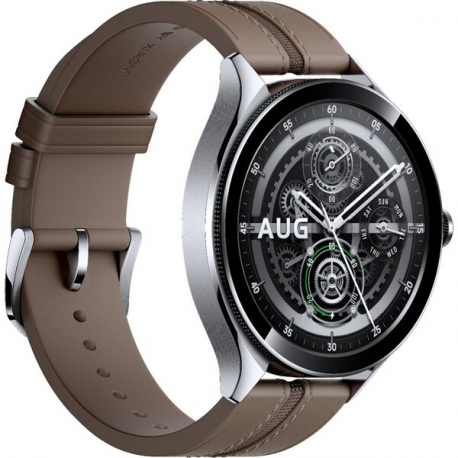 Xiaomi Watch 2 Pro - 46 mm - silver stainless steel - smart watch with strap - leather - brown - wrist size: 135-205 mm - display 1.43" - 32 GB - NFC, Wi-Fi, Bluetooth - 54.5 g - 0
