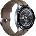Xiaomi Watch 2 Pro - 46 mm - silver stainless steel - smart watch with strap - leather - brown - wrist size: 135-205 mm - display 1.43" - 32 GB - NFC, Wi-Fi, Bluetooth - 54.5 g