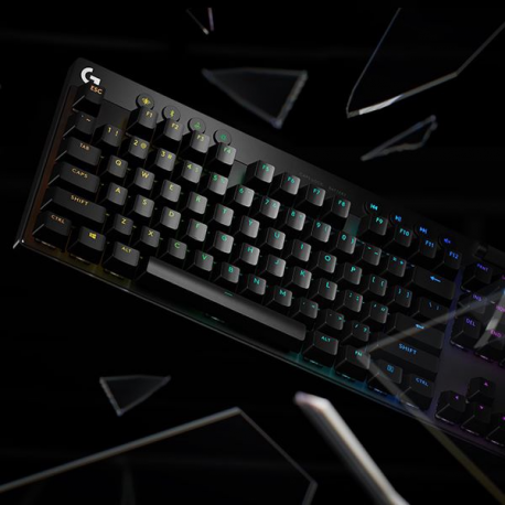 Logitech G PRO X TKL - Keyboard - gaming - backlit - Bluetooth, 2.4 GHz - QWERTY - US International - key switch: Tactile - black - 5