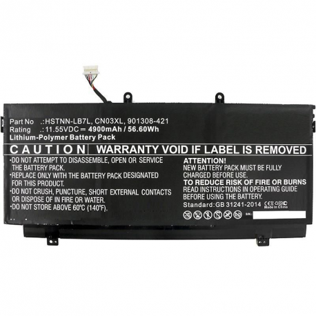 CoreParts - Laptop battery - lithium polymer - 4900 mAh - 56.6 Wh - black - for HP Spectre x360 Laptop 13-ac033dx - 0