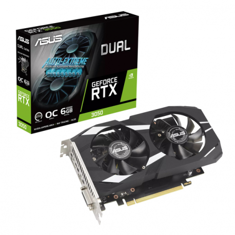 ASUS Dual GeForce RTX 3050 6GB - OC Edition - graphics card - GF RTX 3050 - 6 GB GDDR6 - PCIe 4.0 - DVI, HDMI, DisplayPort - 5