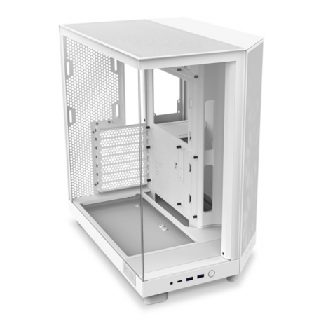 NZXT H series H6 Flow RGB - Mid tower - ATX - windowed side panel (tempered glass) - no power supply - matt white - USB/Audio - 4