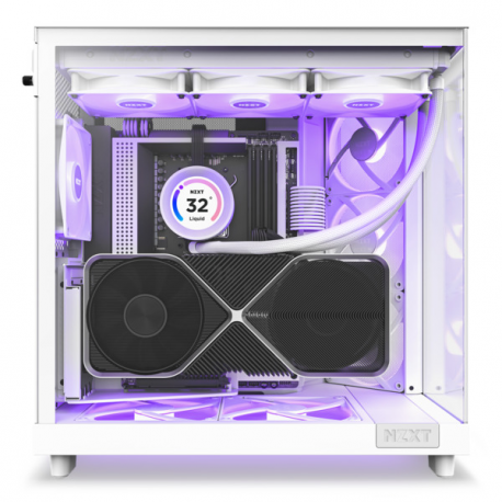 NZXT H series H6 Flow RGB - Mid tower - ATX - windowed side panel (tempered glass) - no power supply - matt white - USB/Audio - 12