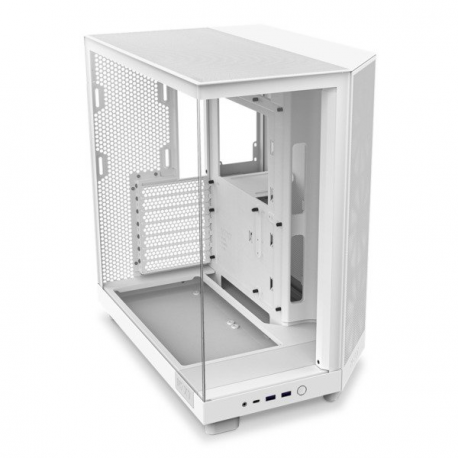 NZXT H series H6 Flow RGB - Mid tower - ATX - windowed side panel (tempered glass) - no power supply - matt white - USB/Audio - 18