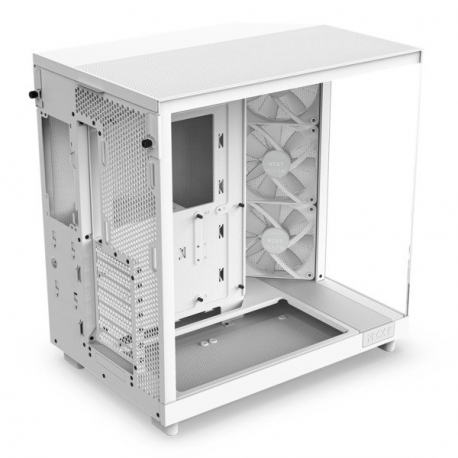 NZXT H series H6 Flow RGB - Mid tower - ATX - windowed side panel (tempered glass) - no power supply - matt white - USB/Audio - 19